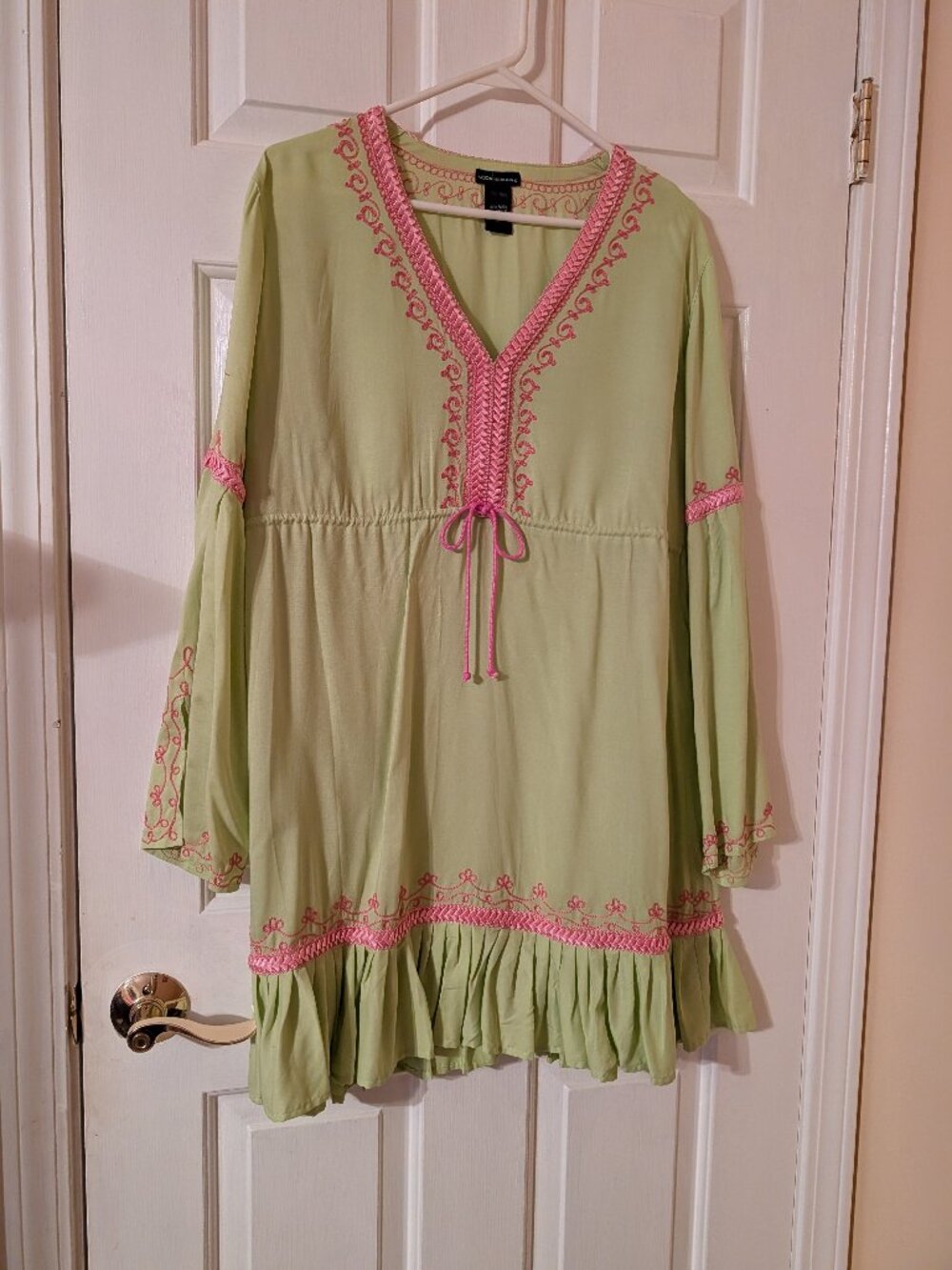 Moda International Dress Lime Green and Hot Pink ~ XL